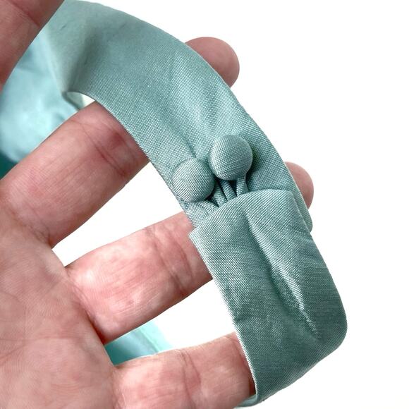 Vintage Anne Klein 100% Silk Seaglass Halter Dress | Beaded Waist | 50s Inspired - Picture 13 of 16